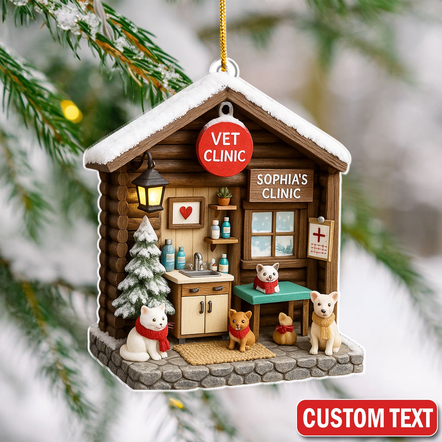 Personalized Vet Clinic Ornament, Christmas Pet Lovers Gift, Holiday Ornament Christmas Gift