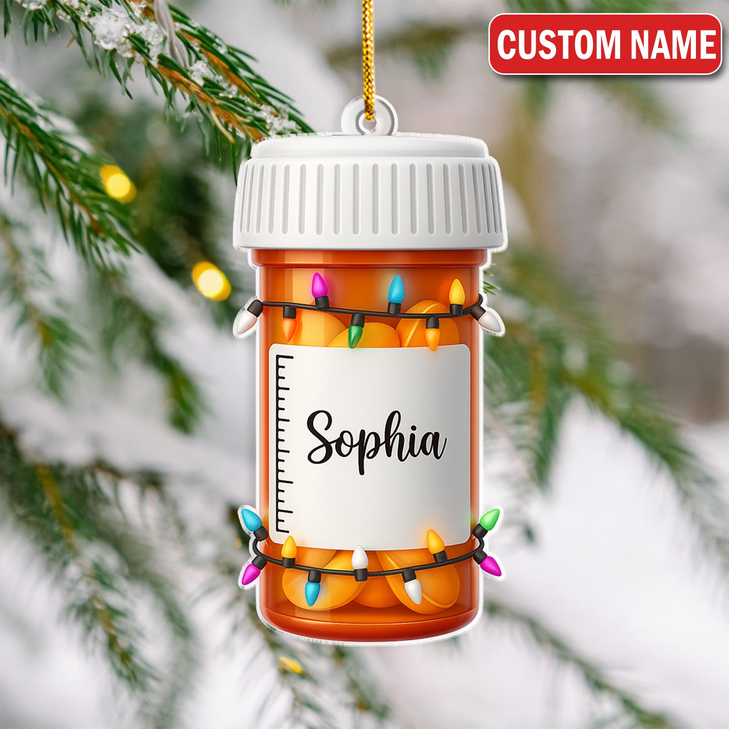 Custom Name Pharmacy Ornament, Funny Pill Bottle Christmas Ornament For Pharmacist, Nurse, Doctor, Or Med Student, Unique Medical Gift