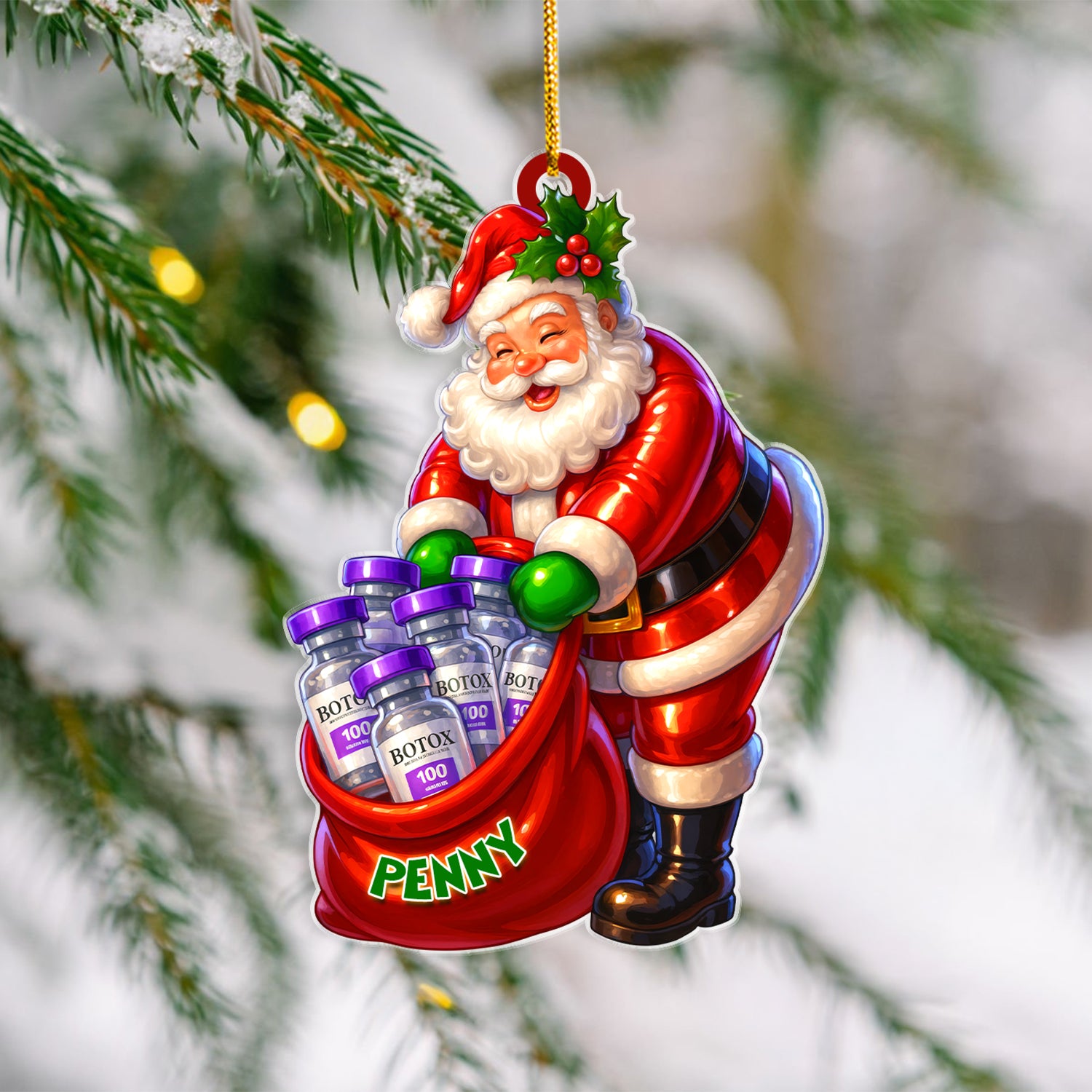 Custom Funny Christmas Ornament - Santa Claus Keepsake - Xmas Tree Clinic Decor - Gift for Friend Nurse RN LPN CNA