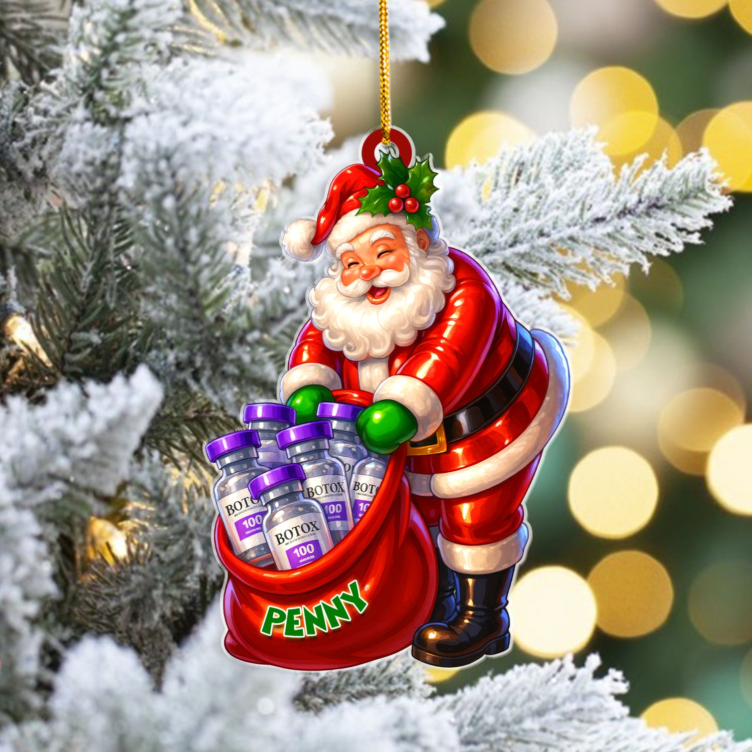 Custom Funny Christmas Ornament - Santa Claus Keepsake - Xmas Tree Clinic Decor - Gift for Friend Nurse RN LPN CNA