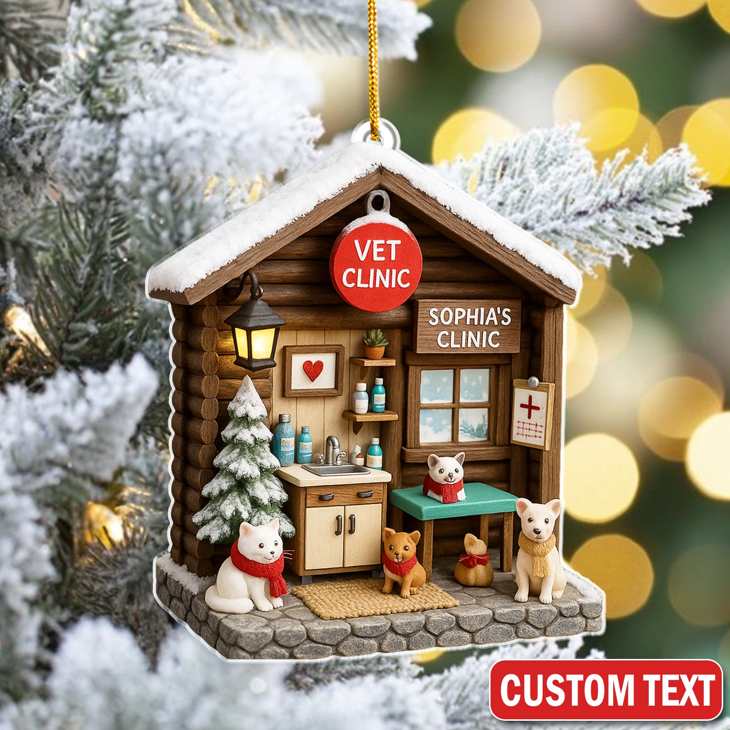 Personalized Vet Clinic Ornament, Christmas Pet Lovers Gift, Holiday Ornament Christmas Gift
