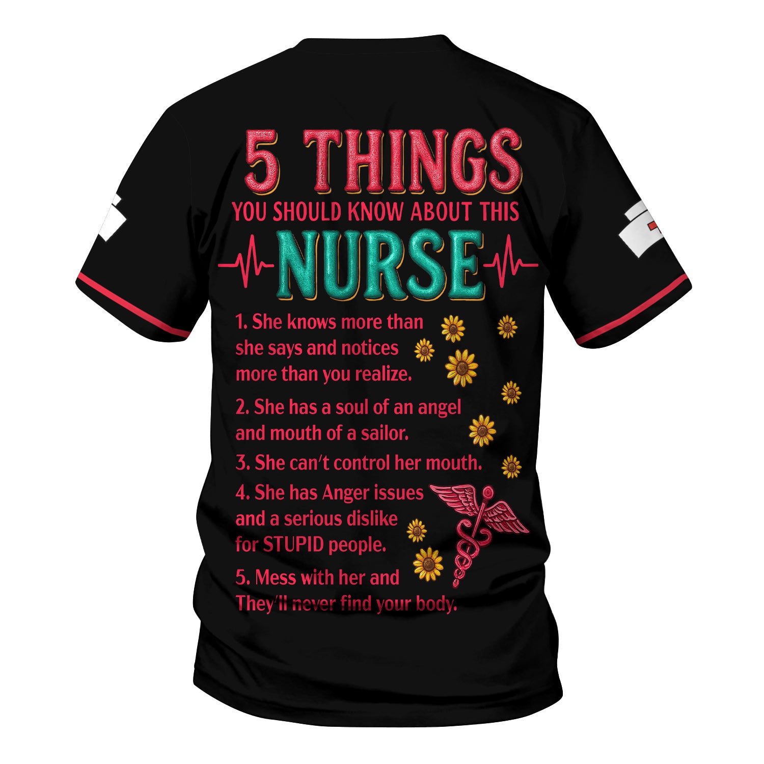 Personalized Nurse Scrub Top for Women - Bold Graphic & Funny Quote Design - Gift for RN, LPN, CNA