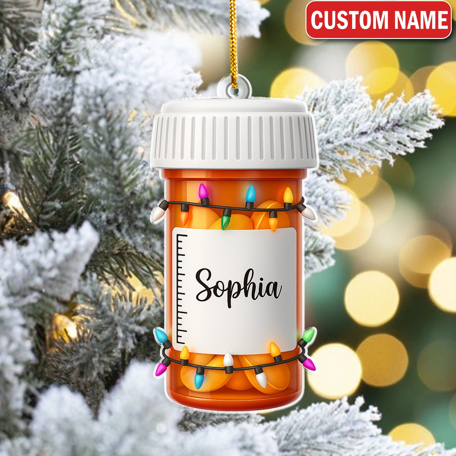 Custom Name Pharmacy Ornament, Funny Pill Bottle Christmas Ornament For Pharmacist, Nurse, Doctor, Or Med Student, Unique Medical Gift