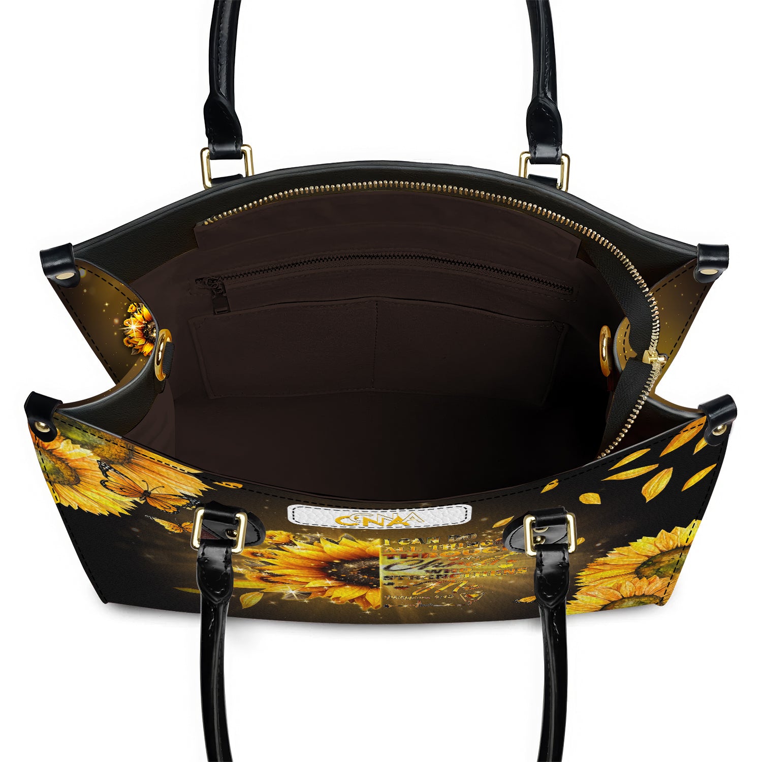 Christian CNA Nurse Leather Handbag, Bible Verse Sunflower Purse, LPN CNA RN Gift