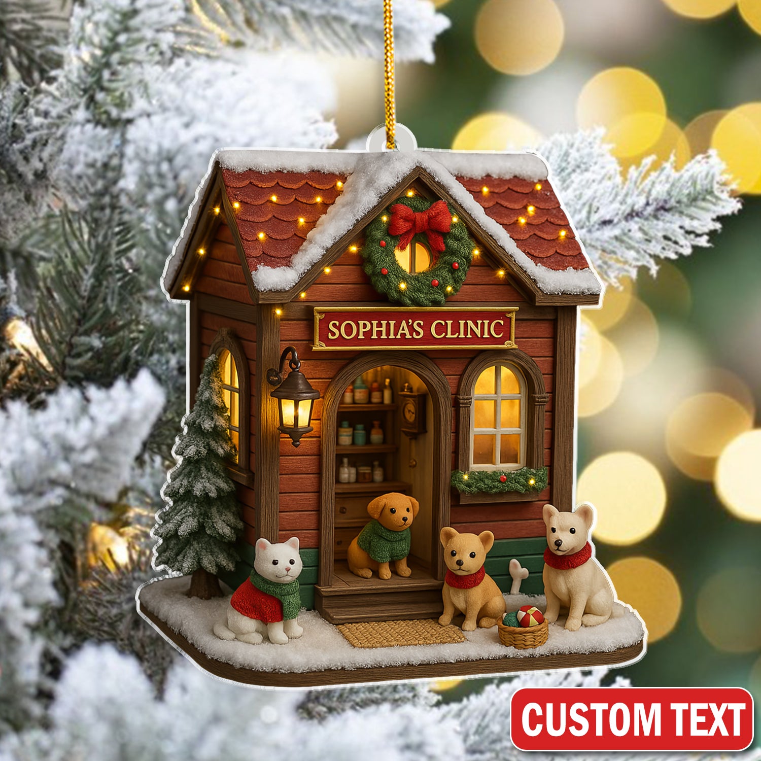 Custom Veterinarian Clinic Ornament Christmas Decoration, Holiday Decoration for Pet Lovers