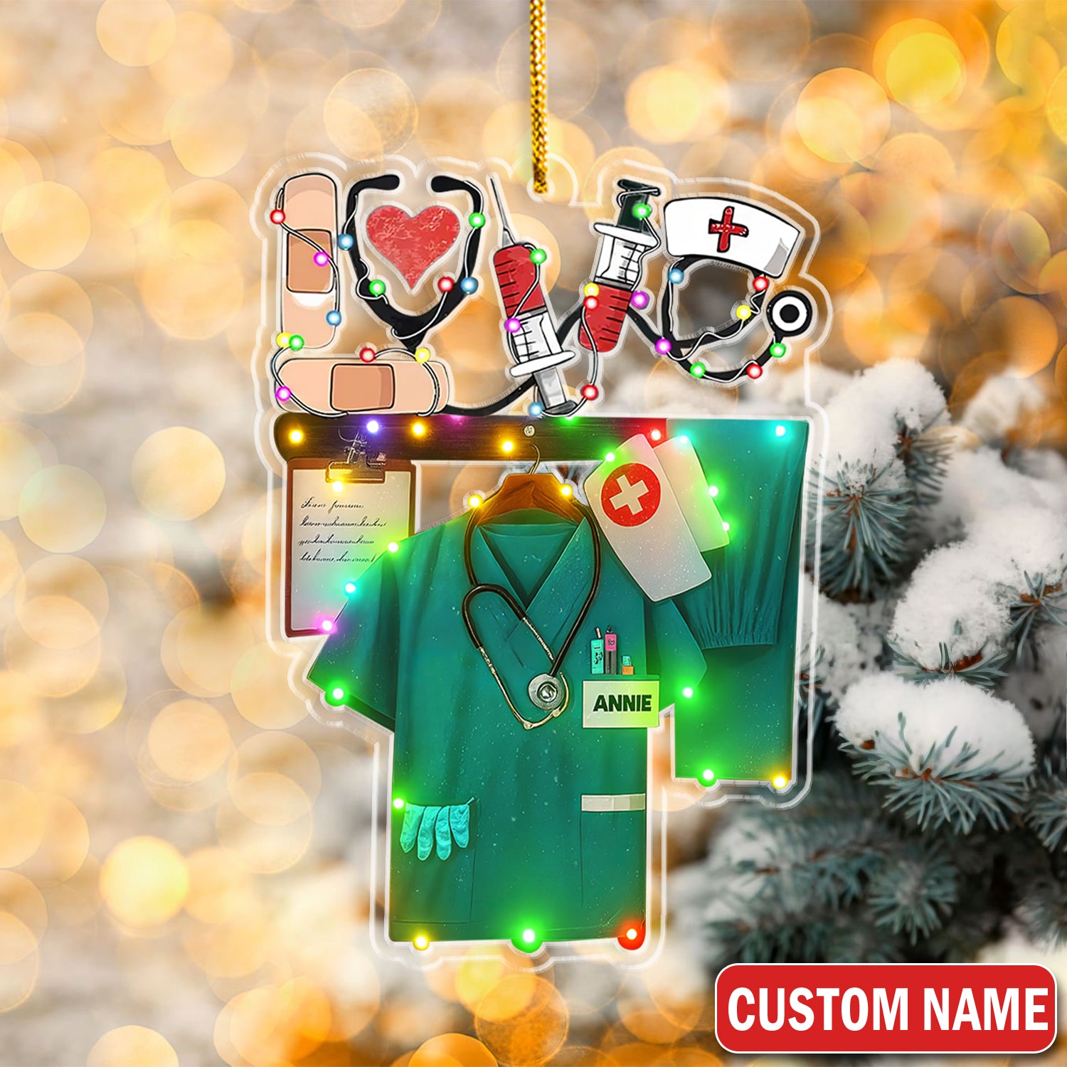 Personalized Nurse Uniform Christmas Ornament with Scrubs Stethoscope - Holiday Keepsake for Healthcare Workers N LPN CNA