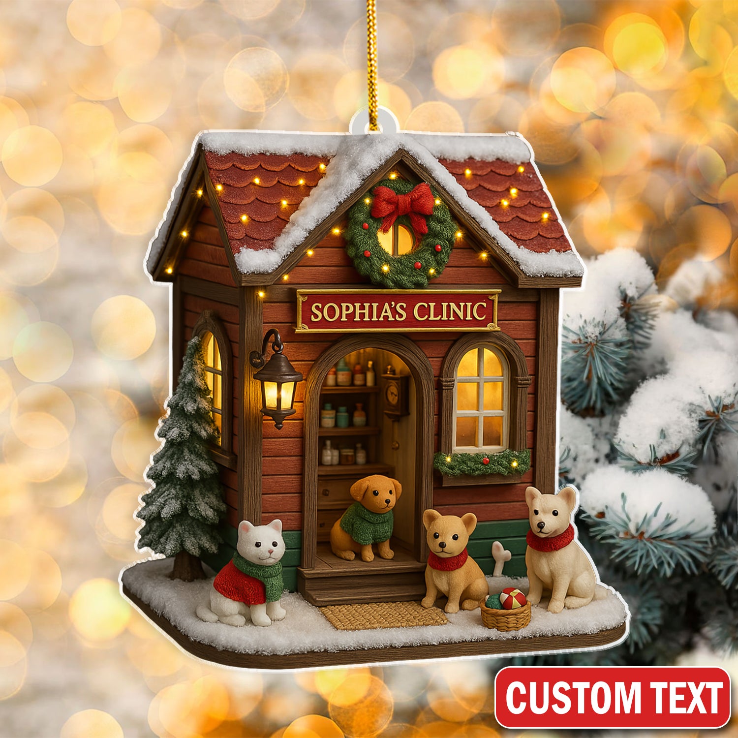 Custom Veterinarian Clinic Ornament Christmas Decoration, Holiday Decoration for Pet Lovers