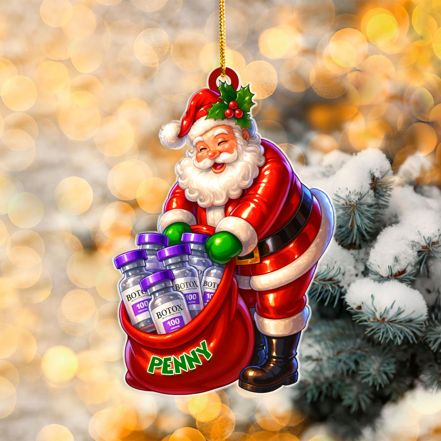 Custom Funny Christmas Ornament - Santa Claus Keepsake - Xmas Tree Clinic Decor - Gift for Friend Nurse RN LPN CNA