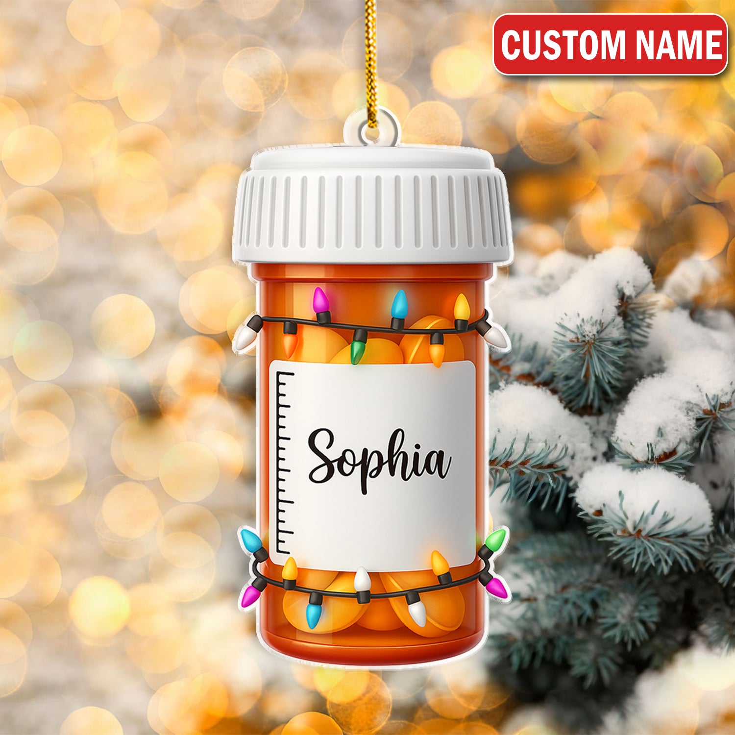 Custom Name Pharmacy Ornament, Funny Pill Bottle Christmas Ornament For Pharmacist, Nurse, Doctor, Or Med Student, Unique Medical Gift
