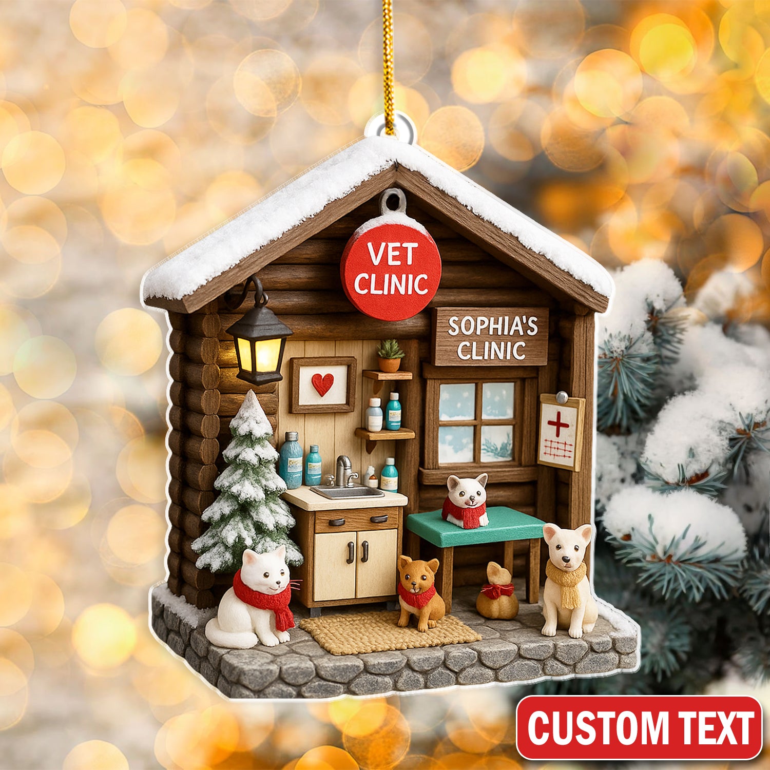 Personalized Vet Clinic Ornament, Christmas Pet Lovers Gift, Holiday Ornament Christmas Gift