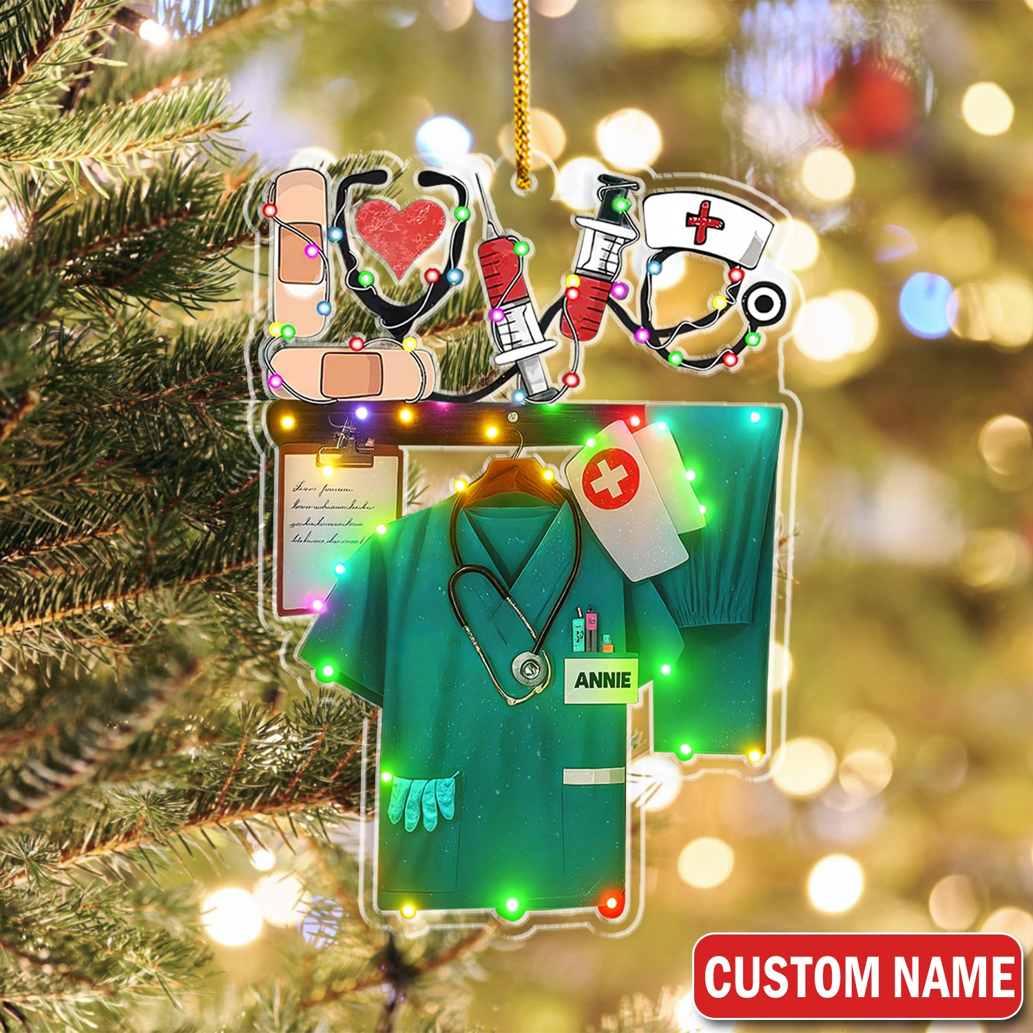 Personalized Nurse Uniform Christmas Ornament with Scrubs Stethoscope - Holiday Keepsake for Healthcare Workers N LPN CNA