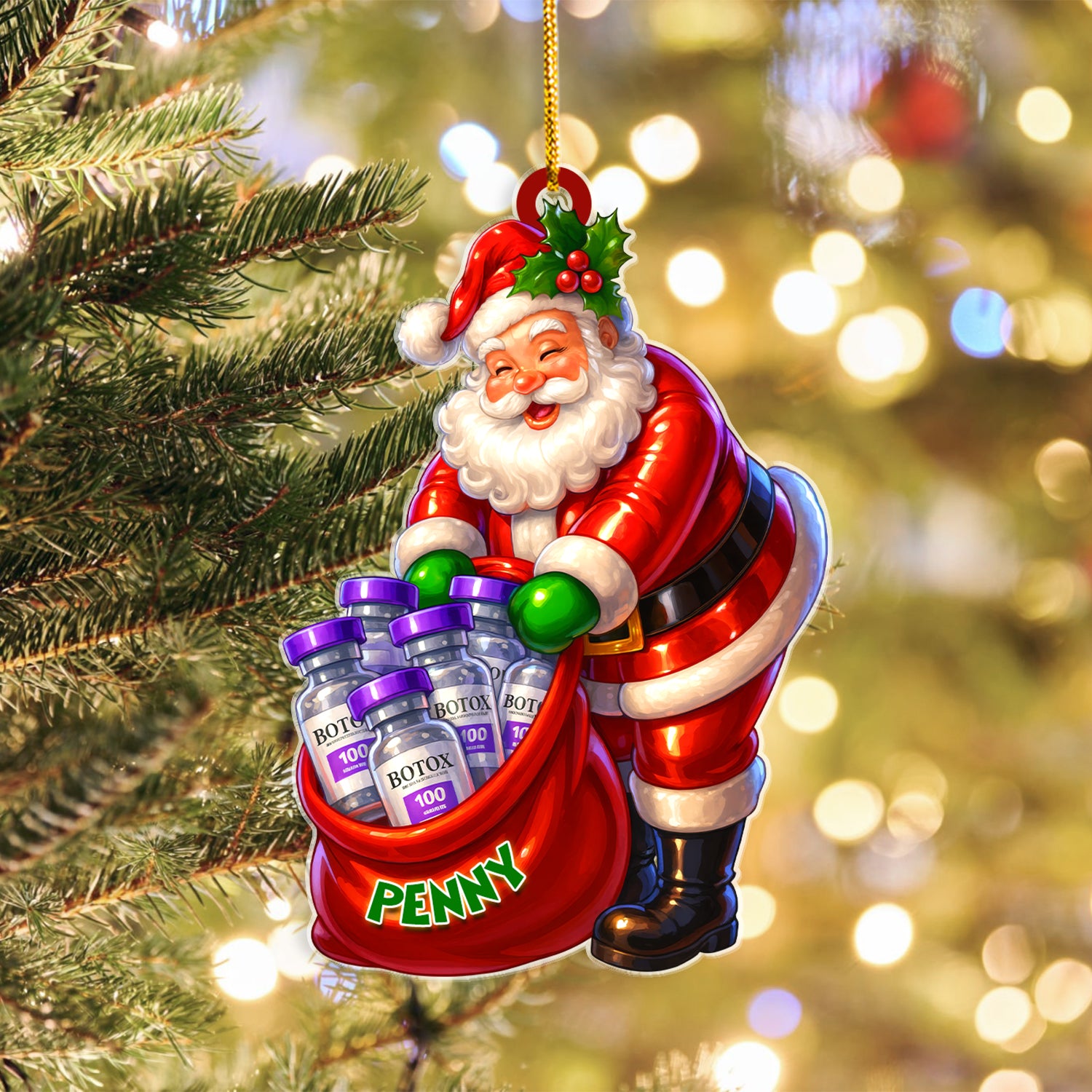 Custom Funny Christmas Ornament - Santa Claus Keepsake - Xmas Tree Clinic Decor - Gift for Friend Nurse RN LPN CNA