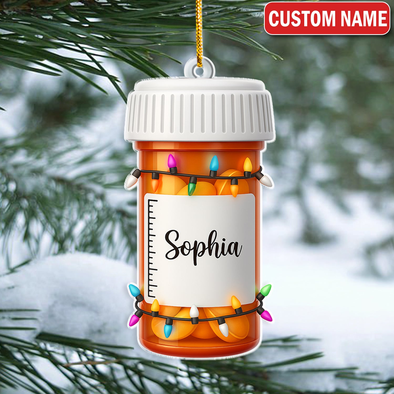 Custom Name Pharmacy Ornament, Funny Pill Bottle Christmas Ornament For Pharmacist, Nurse, Doctor, Or Med Student, Unique Medical Gift
