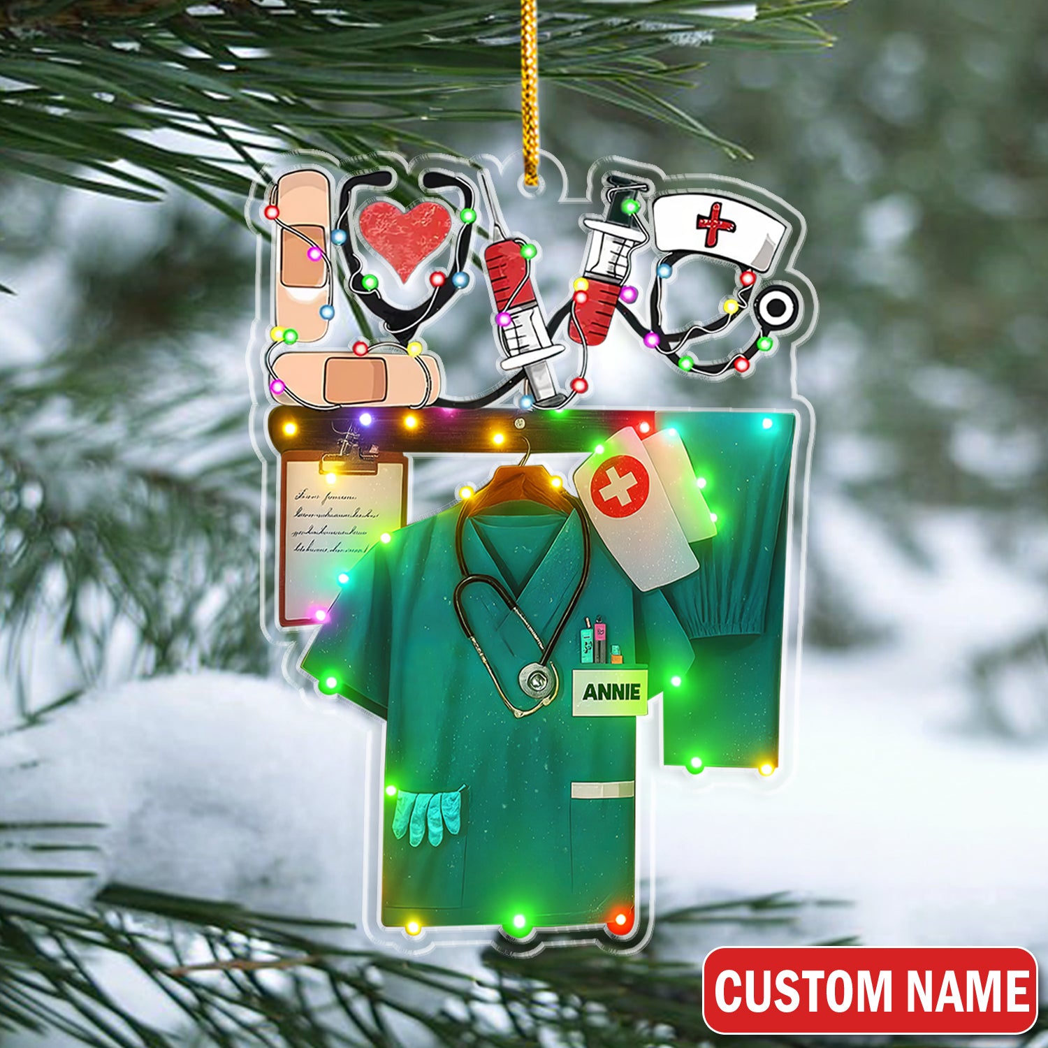 Personalized Nurse Uniform Christmas Ornament with Scrubs Stethoscope - Holiday Keepsake for Healthcare Workers N LPN CNA