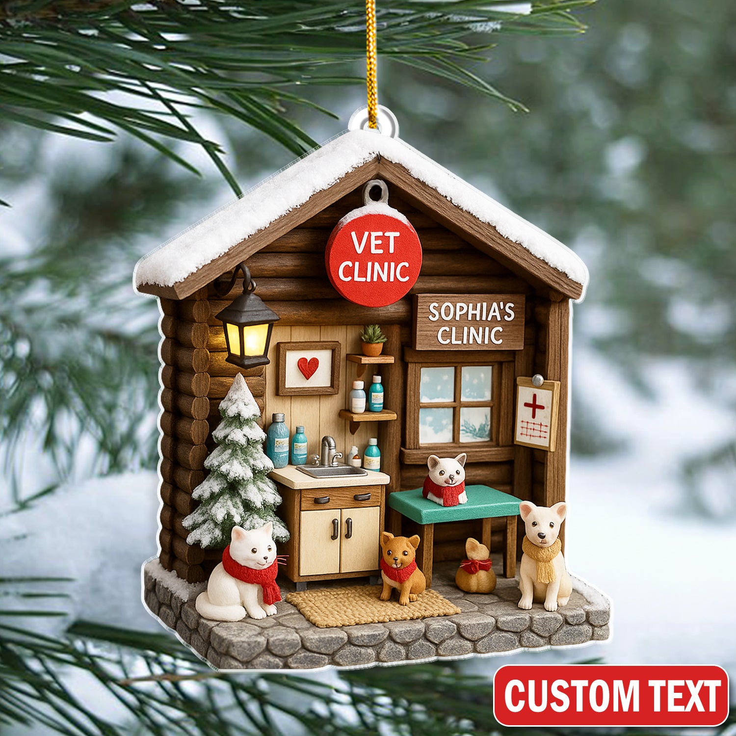 Personalized Vet Clinic Ornament, Christmas Pet Lovers Gift, Holiday Ornament Christmas Gift