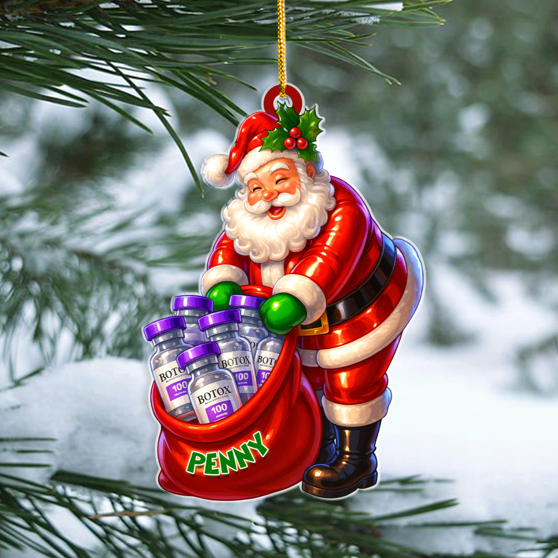 Custom Funny Christmas Ornament - Santa Claus Keepsake - Xmas Tree Clinic Decor - Gift for Friend Nurse RN LPN CNA