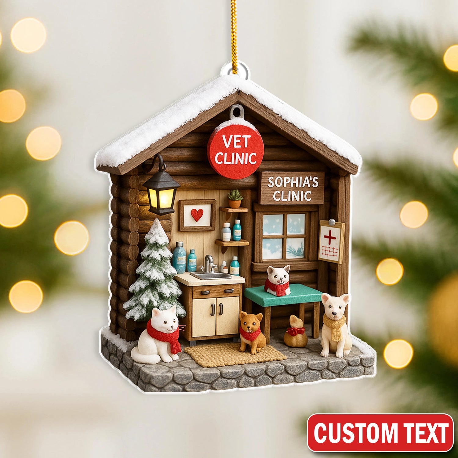 Personalized Vet Clinic Ornament, Christmas Pet Lovers Gift, Holiday Ornament Christmas Gift