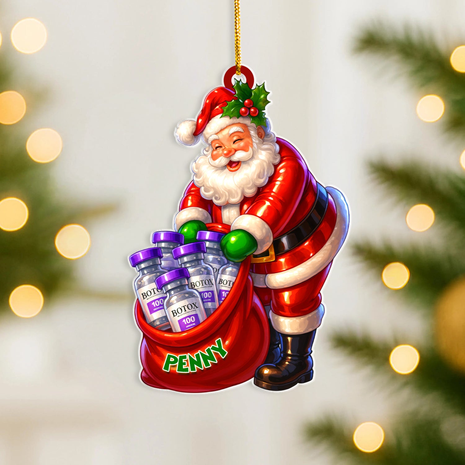 Custom Funny Christmas Ornament - Santa Claus Keepsake - Xmas Tree Clinic Decor - Gift for Friend Nurse RN LPN CNA