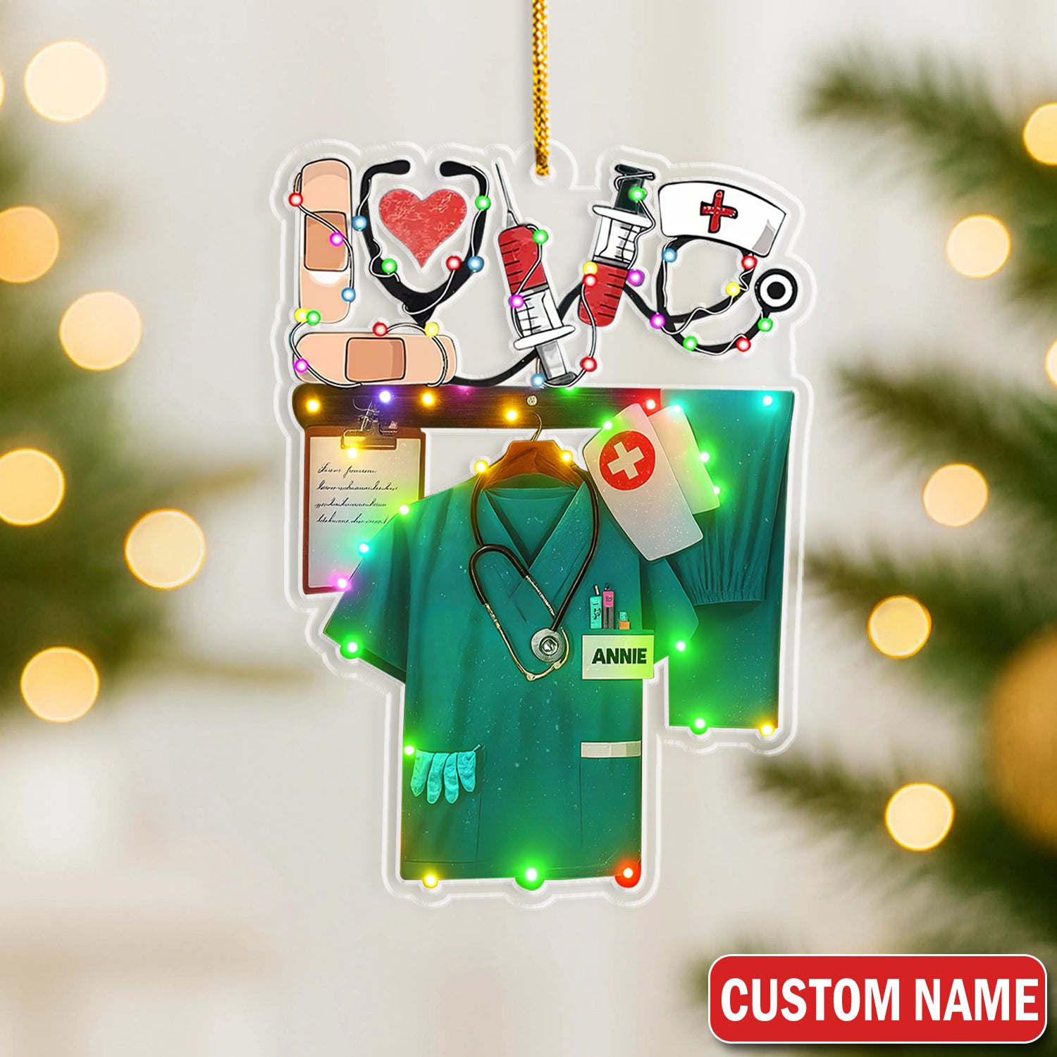 Personalized Nurse Uniform Christmas Ornament with Scrubs Stethoscope - Holiday Keepsake for Healthcare Workers N LPN CNA