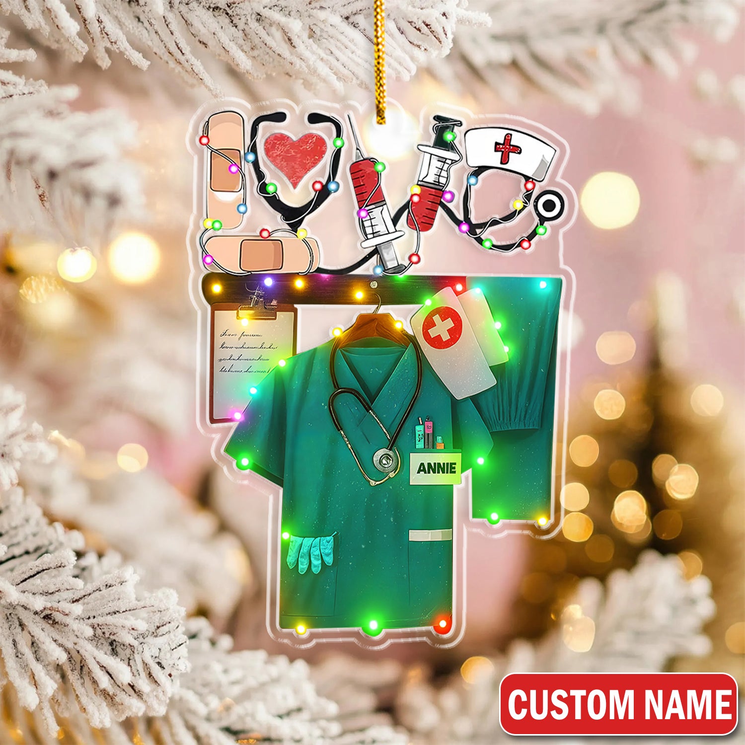 Personalized Nurse Uniform Christmas Ornament with Scrubs Stethoscope - Holiday Keepsake for Healthcare Workers N LPN CNA