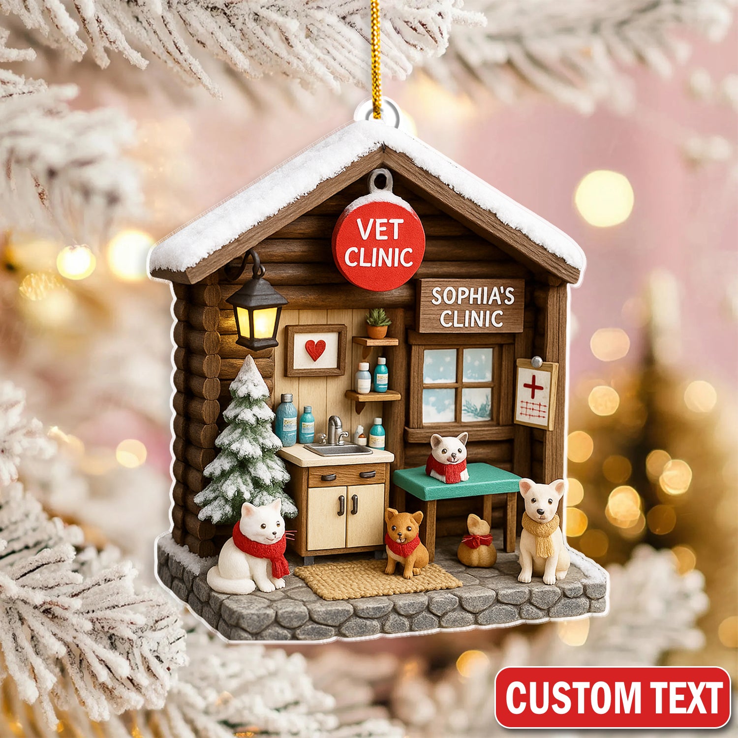 Personalized Vet Clinic Ornament, Christmas Pet Lovers Gift, Holiday Ornament Christmas Gift