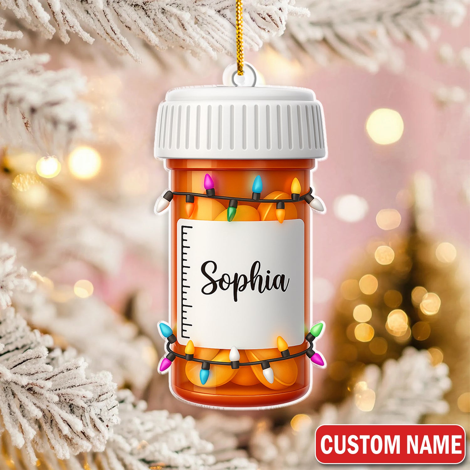 Custom Name Pharmacy Ornament, Funny Pill Bottle Christmas Ornament For Pharmacist, Nurse, Doctor, Or Med Student, Unique Medical Gift
