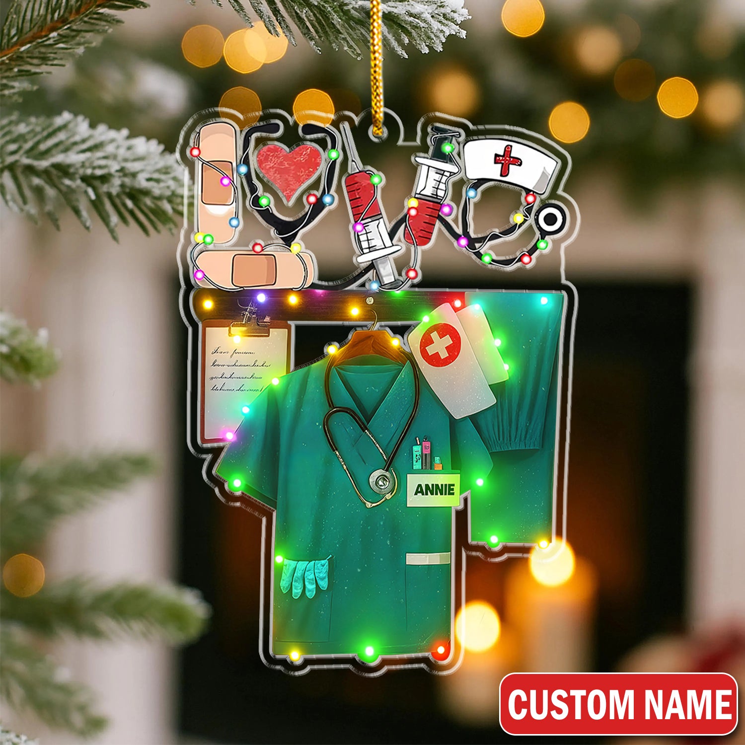 Personalized Nurse Uniform Christmas Ornament with Scrubs Stethoscope - Holiday Keepsake for Healthcare Workers N LPN CNA