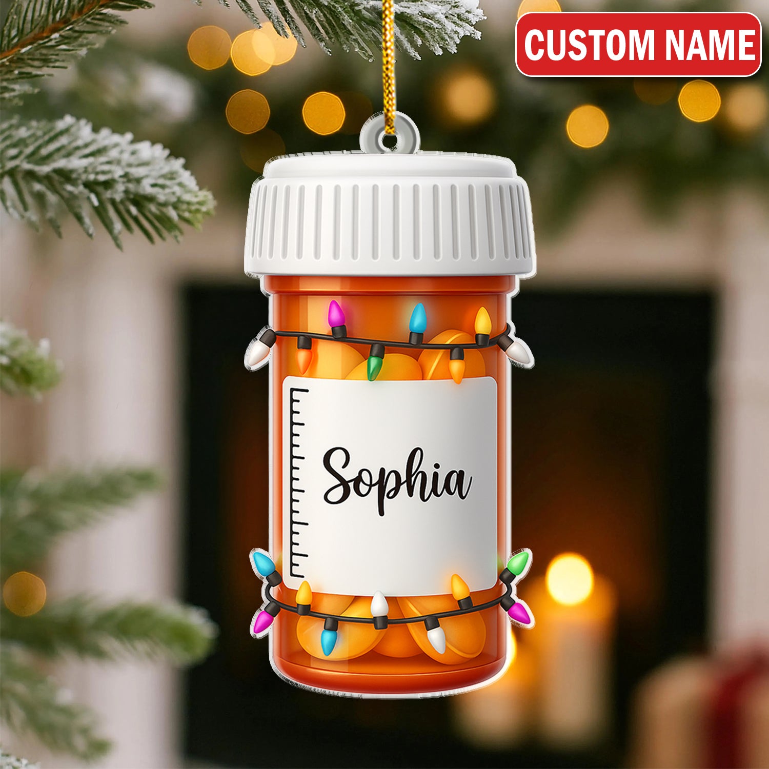Custom Name Pharmacy Ornament, Funny Pill Bottle Christmas Ornament For Pharmacist, Nurse, Doctor, Or Med Student, Unique Medical Gift