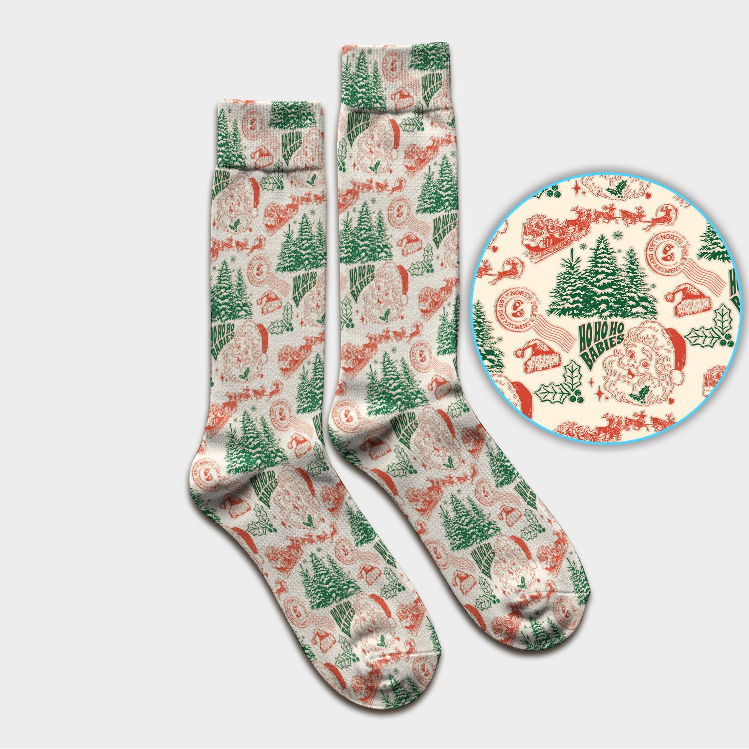 Christmas Santa Scrub Socks, Vintage Holiday Nurse Sock, Festive Medical Uniform For Nursing