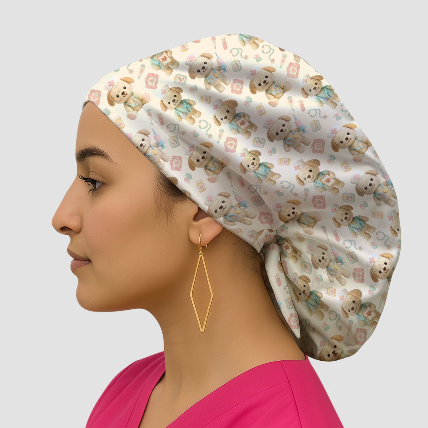 Cute Labrador Bouffant Scrub Caps for Women - Adorable Puppy Surgical Caps for Doctors - Breathable Fabrics Caps Uniform