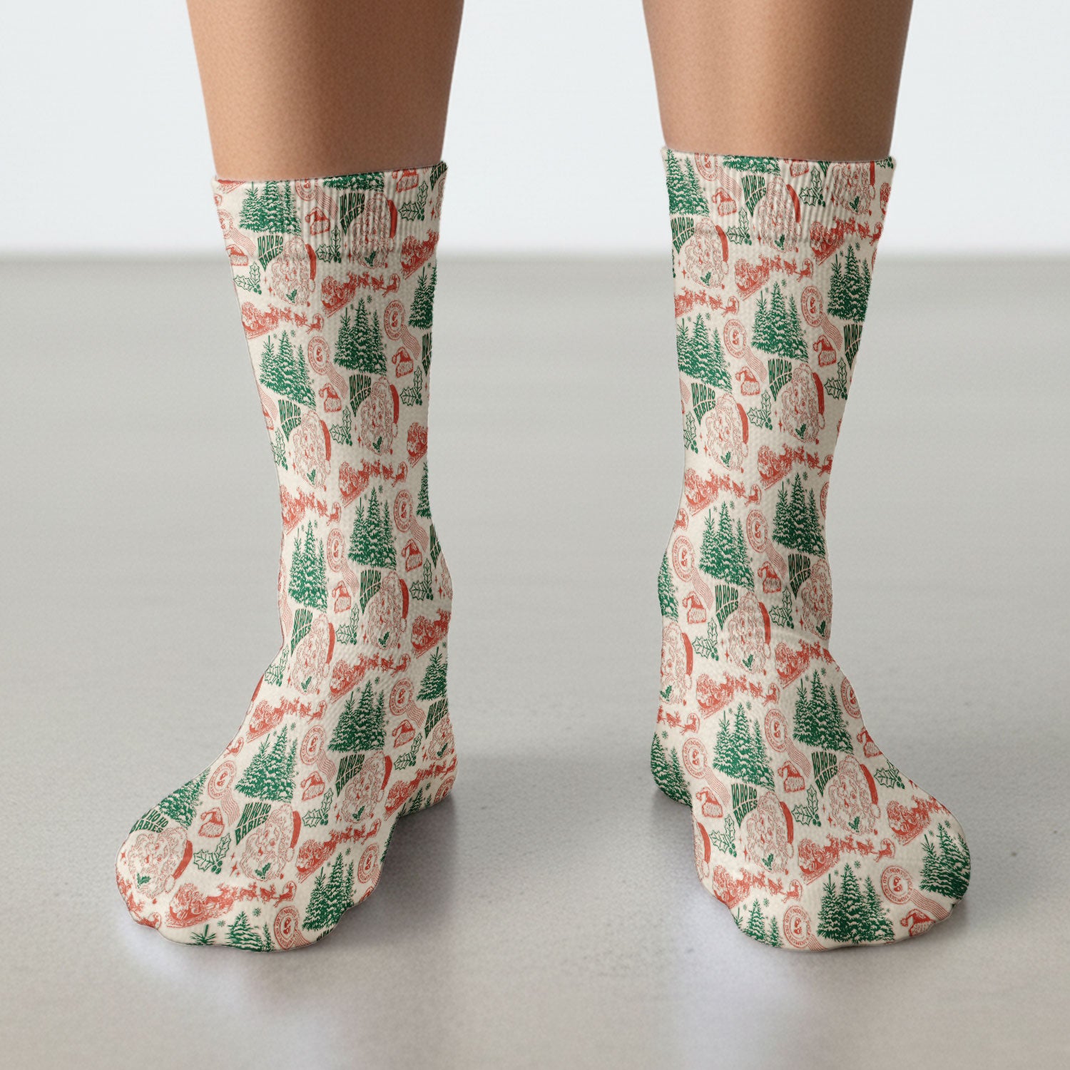 Christmas Santa Scrub Socks, Vintage Holiday Nurse Sock, Festive Medical Uniform For Nursing