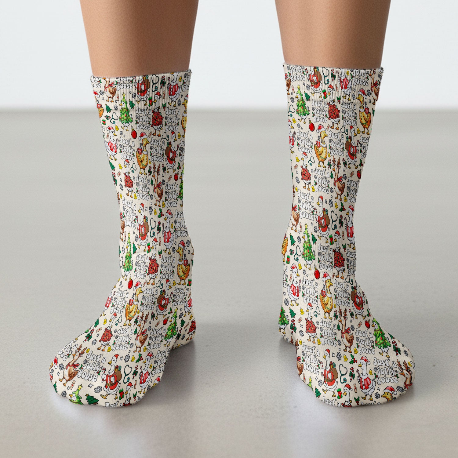 Just a Jolly Goose Socks for Nurse Doctor - Santa Goose Adult Socks for Men and Women - Breathable Fabrics Medical Uniform