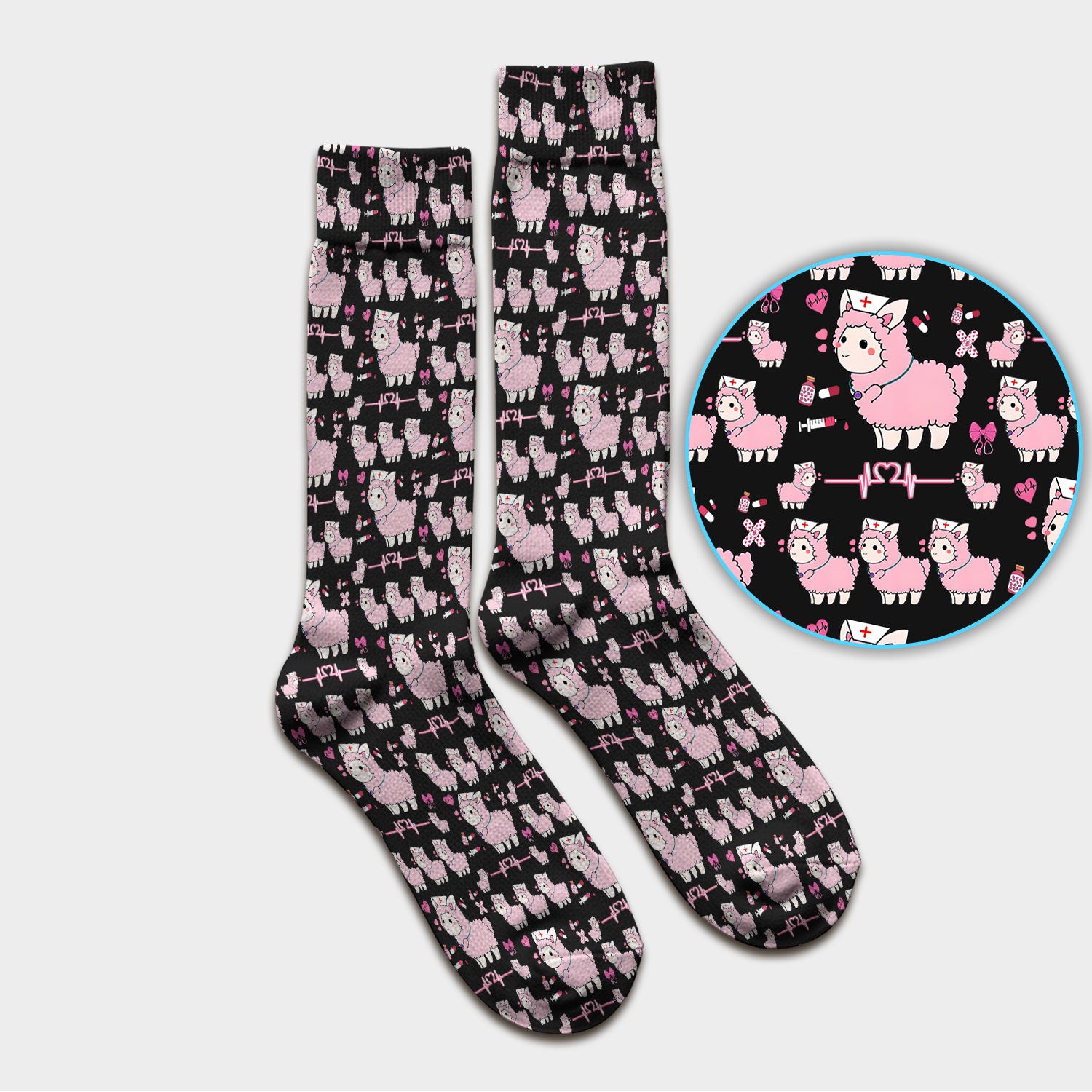 Llama Ain't Got Time For Your Drama Scrub Socks, Funny Pattern Scrub Sock, Breathable Fabrics Nursing Uniform