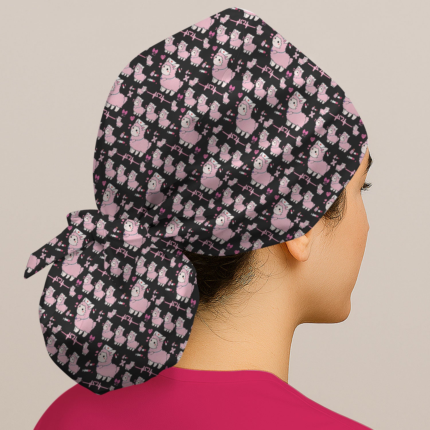 Llama Ain't Got Time For Your Drama Scrub Cap, Funny Pattern Scrub Hat, Breathable Fabrics Nursing Uniform