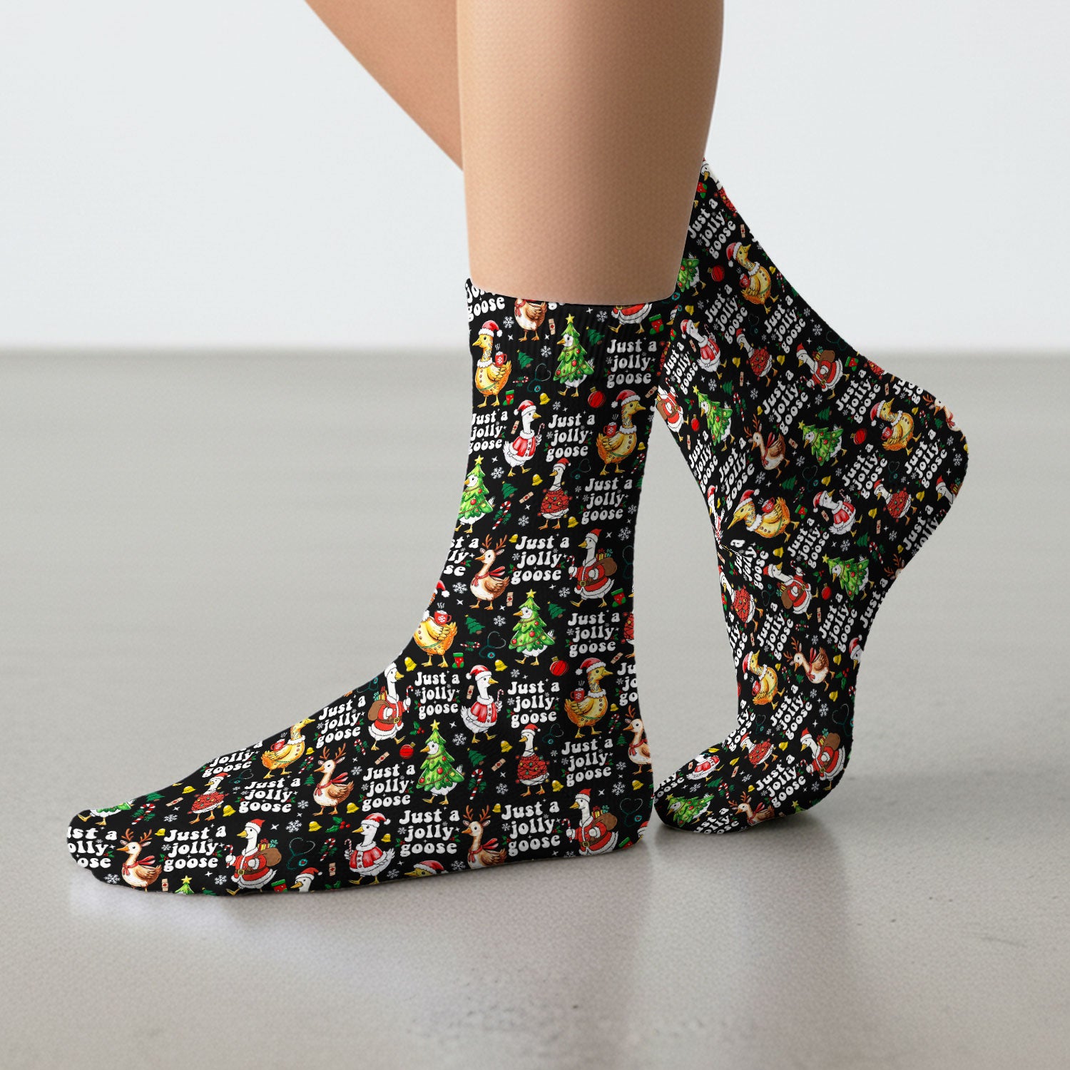 Just a Jolly Goose Socks for Nurse Doctor - Santa Goose Adult Socks for Men and Women - Breathable Fabrics Medical Uniform