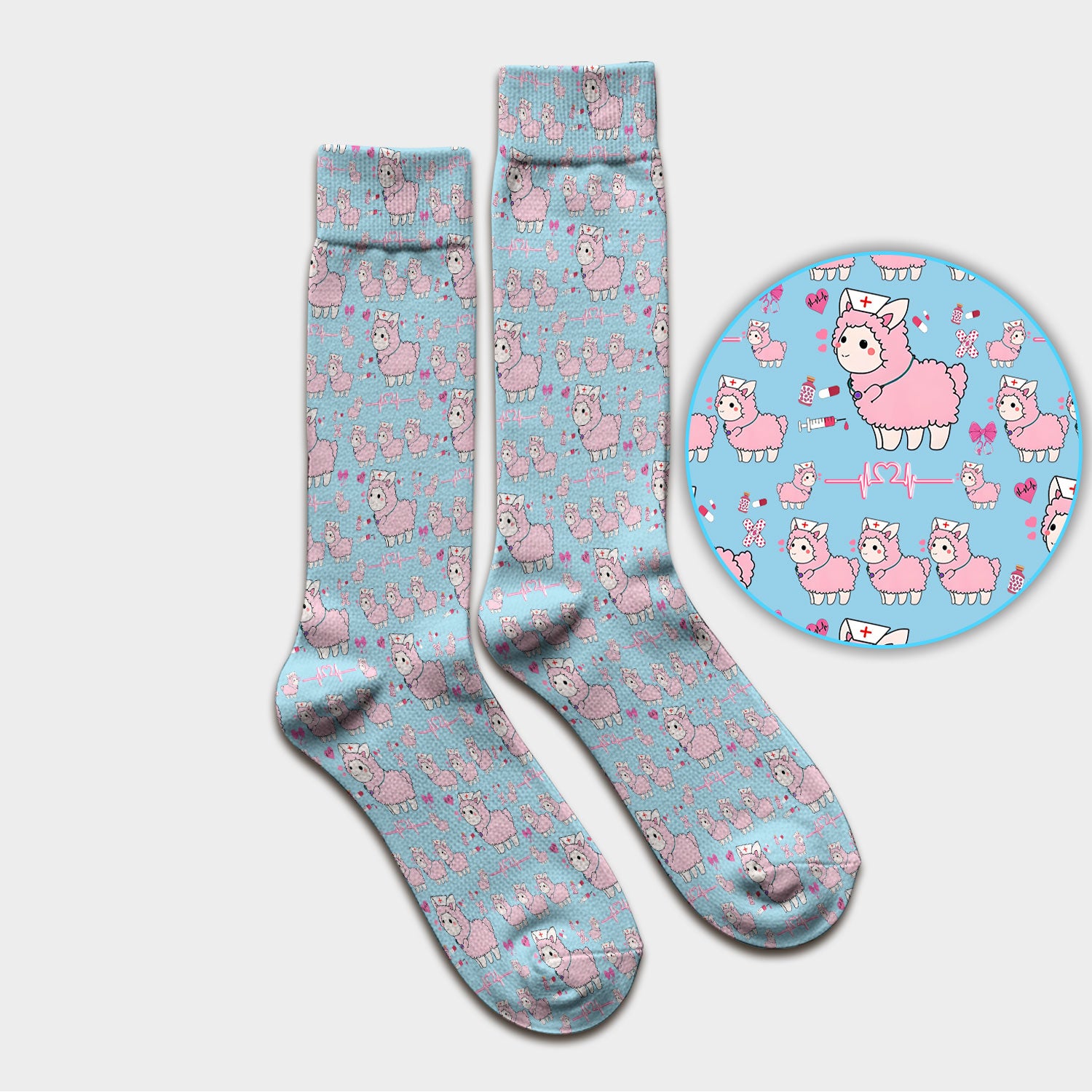 Llama Ain't Got Time For Your Drama Scrub Socks, Funny Pattern Scrub Sock, Breathable Fabrics Nursing Uniform