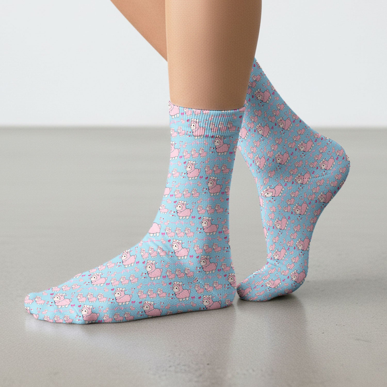 Llama Ain't Got Time For Your Drama Scrub Socks, Funny Pattern Scrub Sock, Breathable Fabrics Nursing Uniform