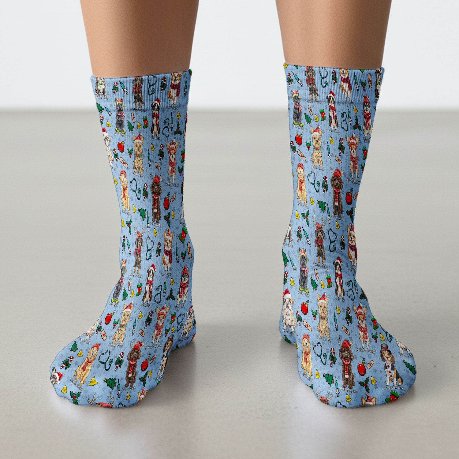 Cute Christmas Dog Socks for Nurse Doctor - Corgi, Dachshund, Husky, Poodle & Labrador Adult Socks for Men and Women