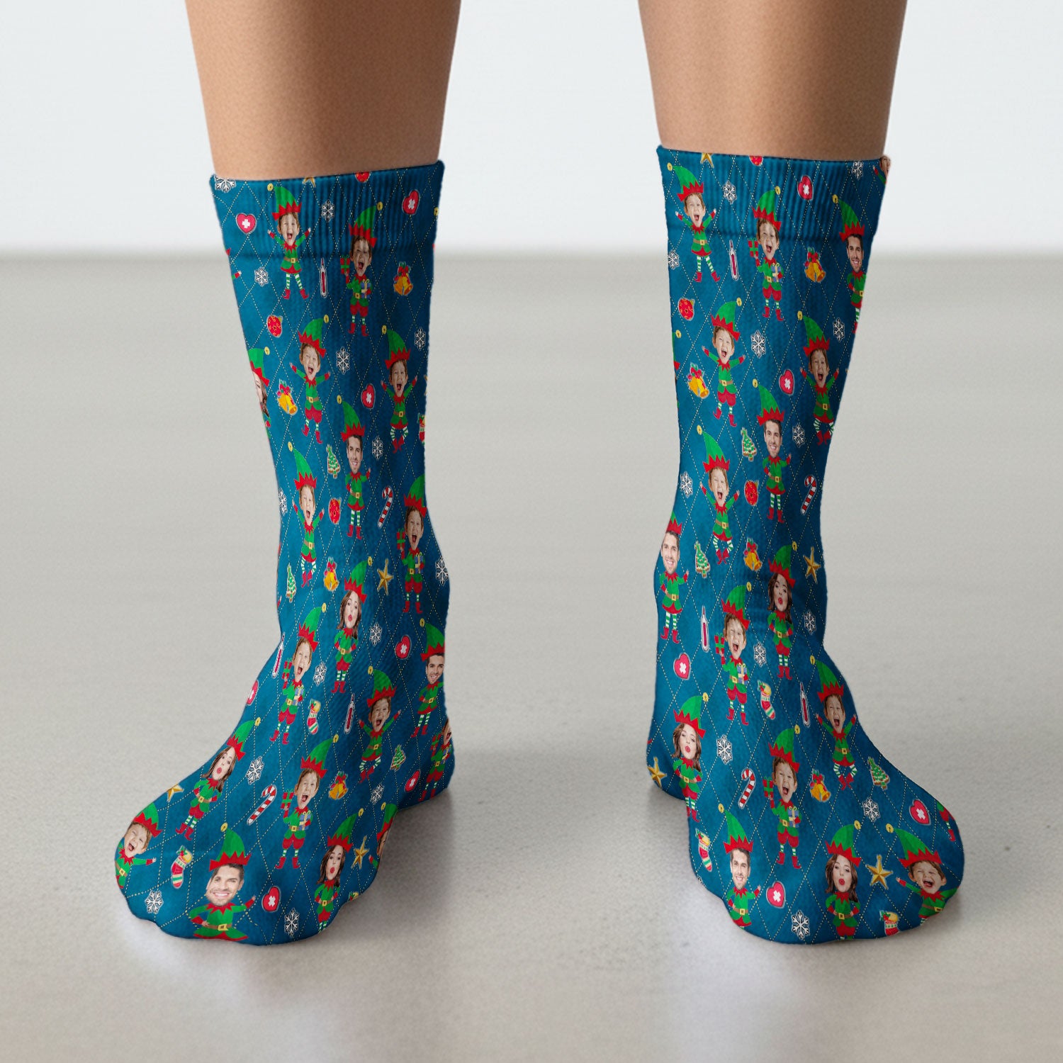Personalized Face Nurse Sock, Custom Photo Christmas Scrub Socks, Funny Holiday Medical Uniform For Nursing
