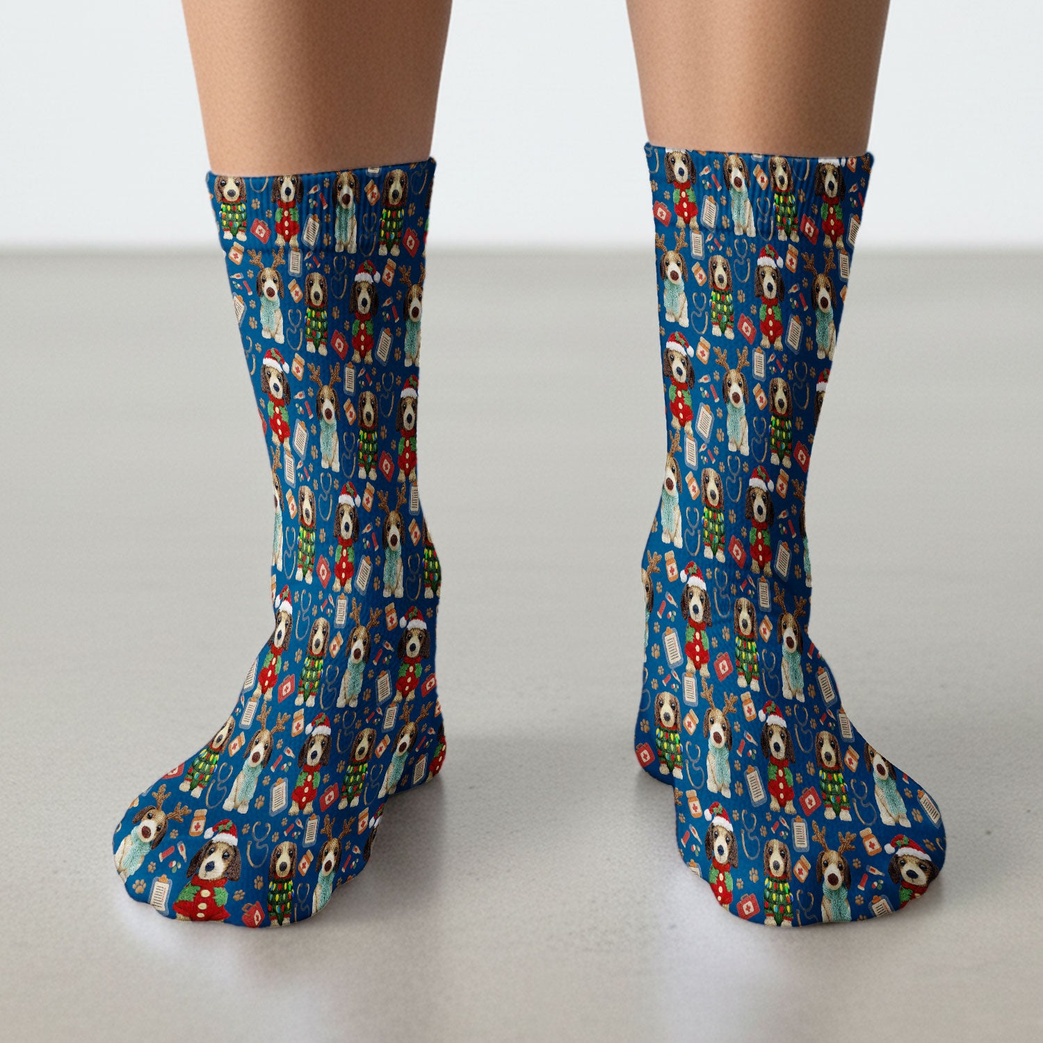 Christmas Wiener Dog Socks for Nurses - Cute Dachshund Adult Socks for Men and Women - Comfortable Socks