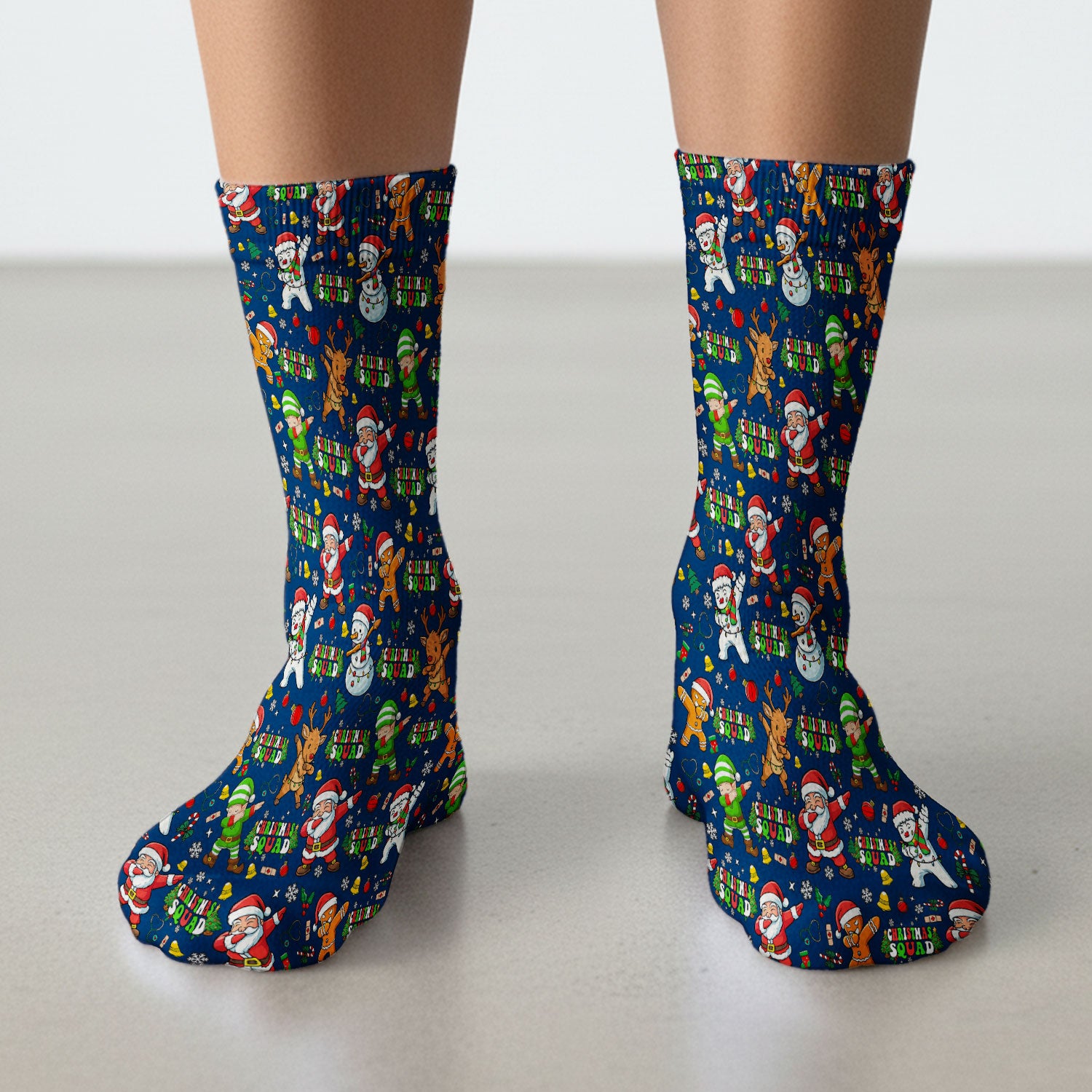Christmas Squad Socks for Nurse Doctor - Dancing Santa, Reindeer & Elf Adult Socks for Men and Women - Gift for CNA LPN RN
