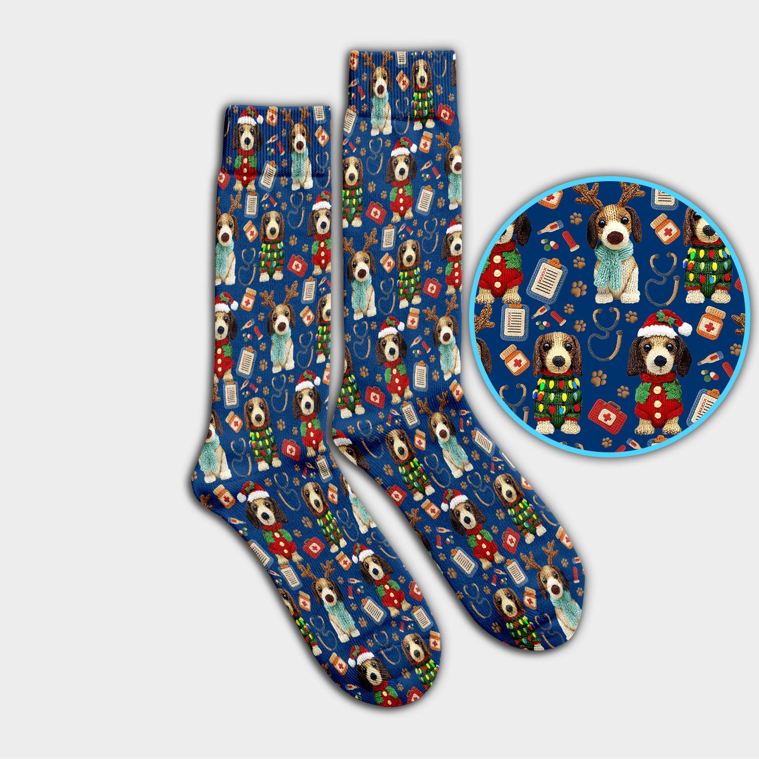 Christmas Wiener Dog Socks for Nurses - Cute Dachshund Adult Socks for Men and Women - Comfortable Socks