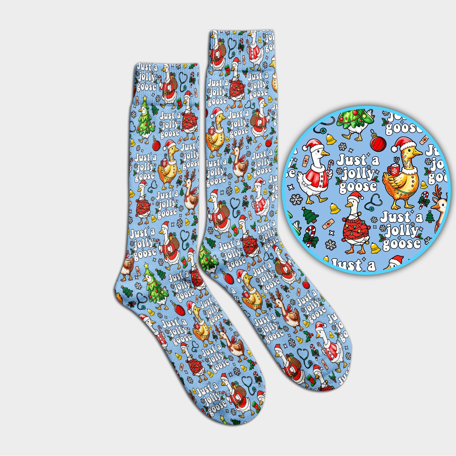 Just a Jolly Goose Socks for Nurse Doctor - Santa Goose Adult Socks for Men and Women - Breathable Fabrics Medical Uniform