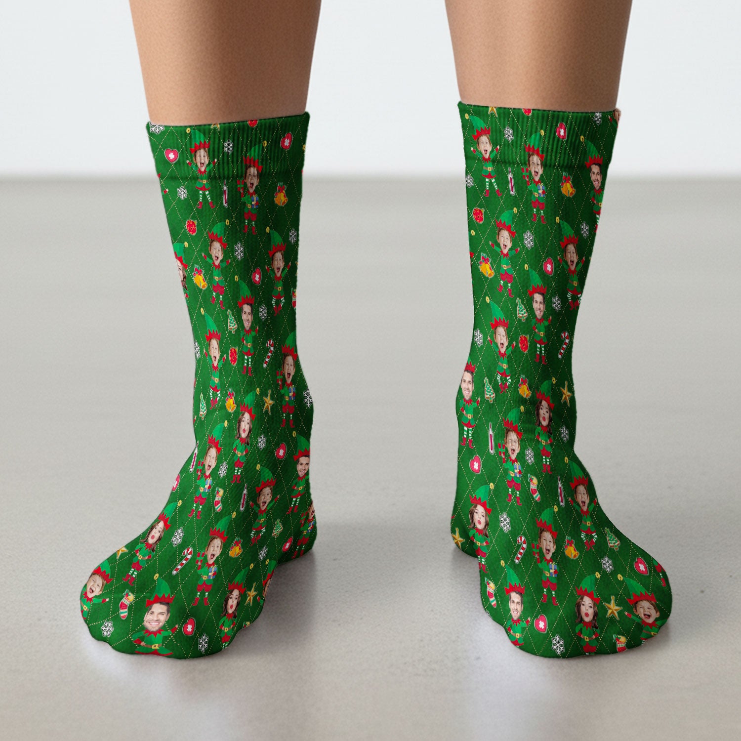 Personalized Face Nurse Sock, Custom Photo Christmas Scrub Socks, Funny Holiday Medical Uniform For Nursing