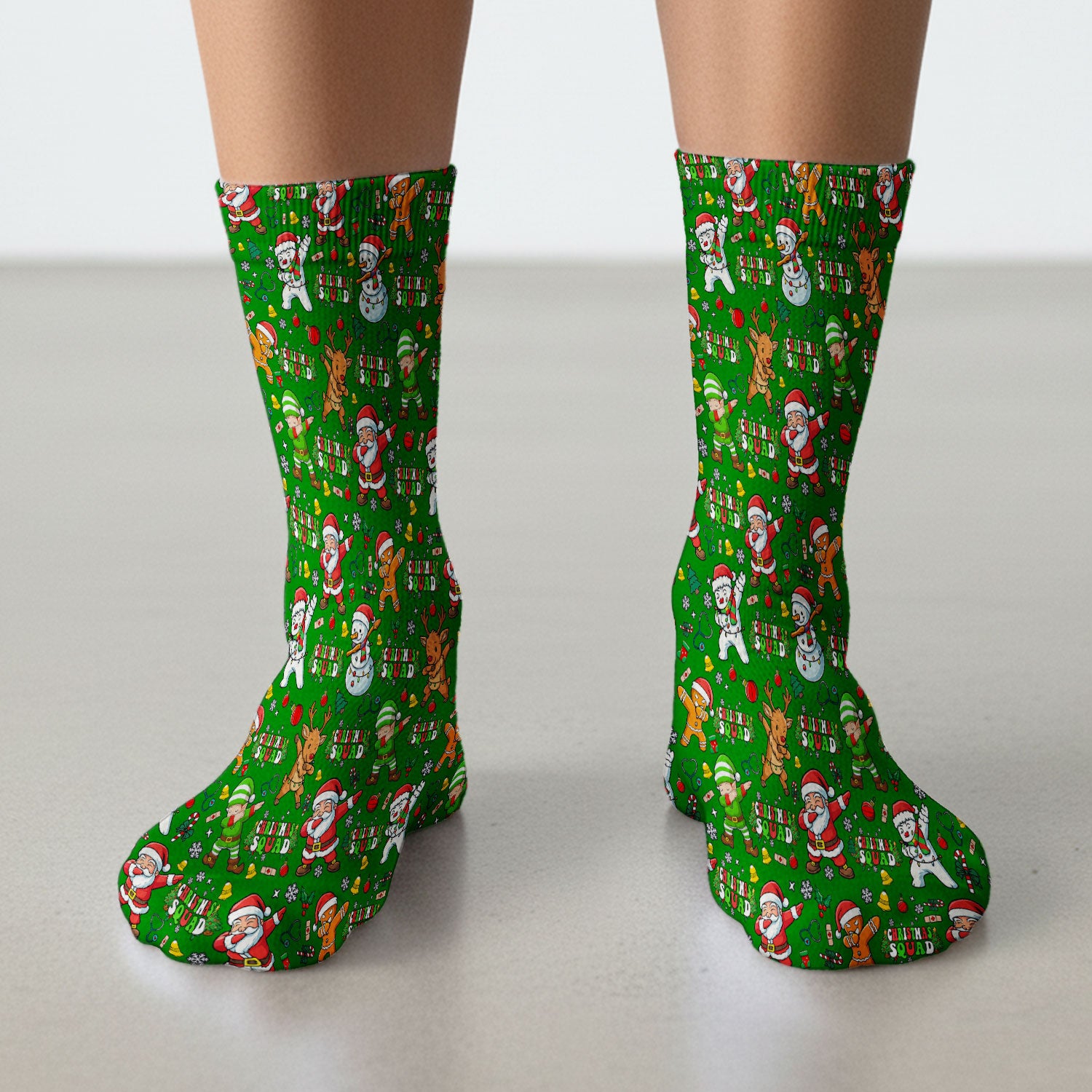 Christmas Squad Socks for Nurse Doctor - Dancing Santa, Reindeer & Elf Adult Socks for Men and Women - Gift for CNA LPN RN