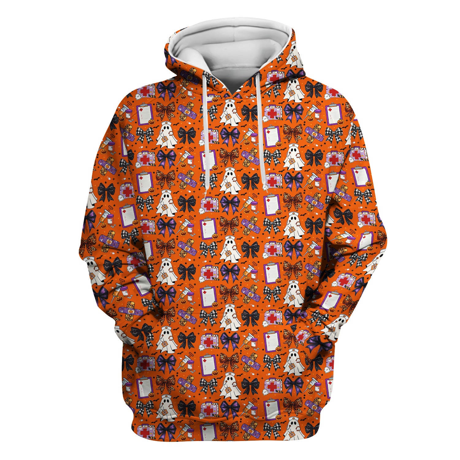 Cute Halloween Shirt for Nurses - Spooky Ghost Pumpkin & Medical Icons Graphic Tee - Gift for RN LPN CNA