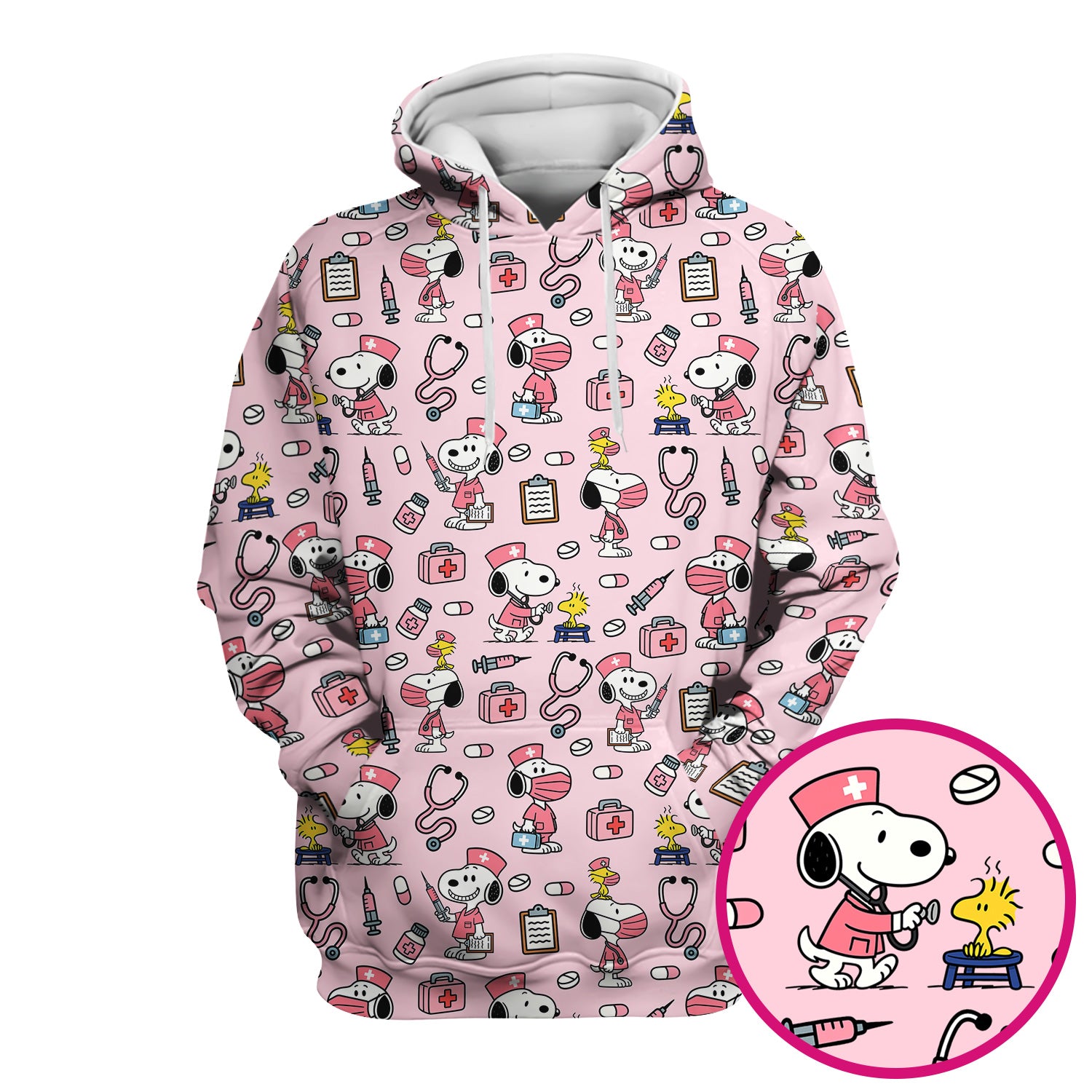 Snoopy Nurse Scrub Top for Women - Custom Medical Scrub Shirt Multi Colors - Cute Cartoon Nursing Work Shirt with Pockets