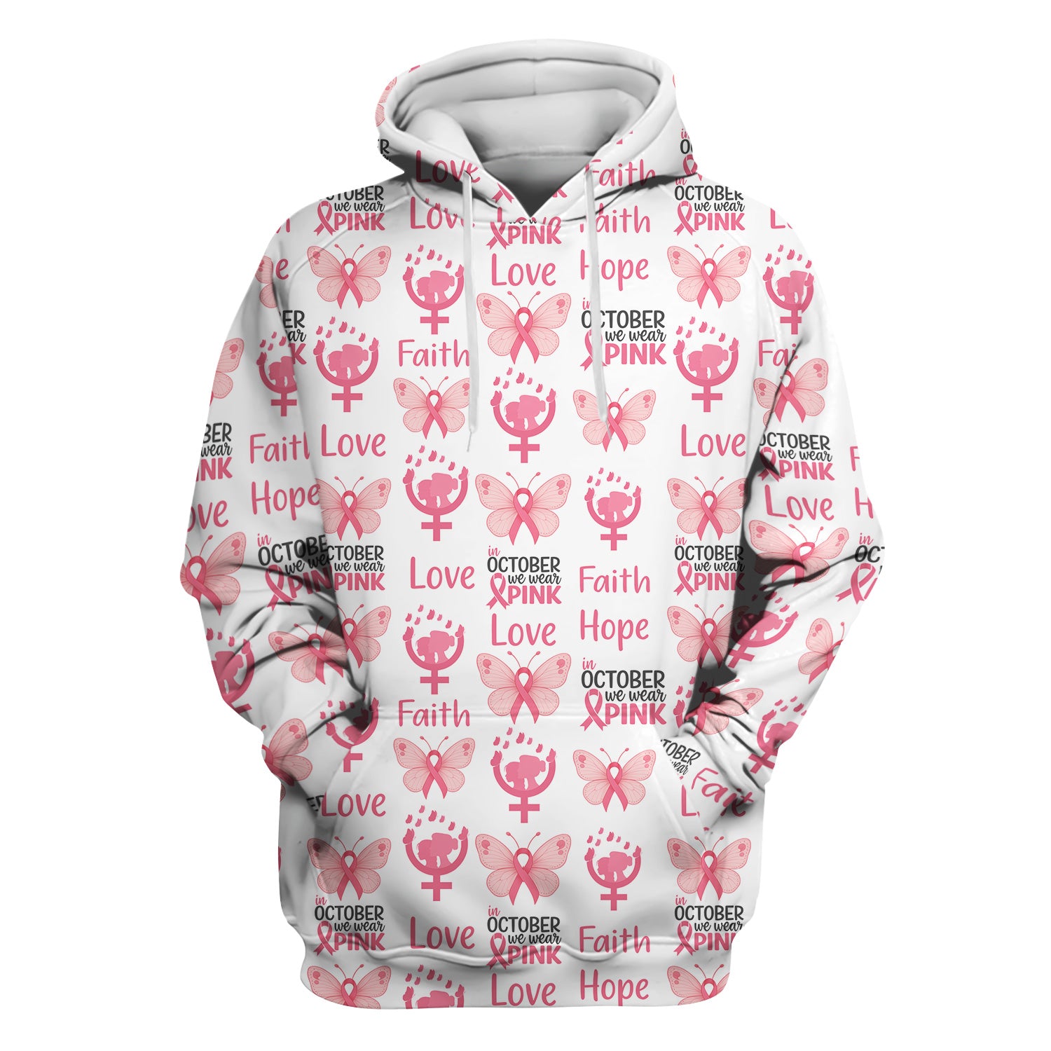 Breast Cancer Awareness Nurse Scrub Top - Faith Hope Love & Pink Ribbon Butterfly Design - October Gift for RN LPN CNA