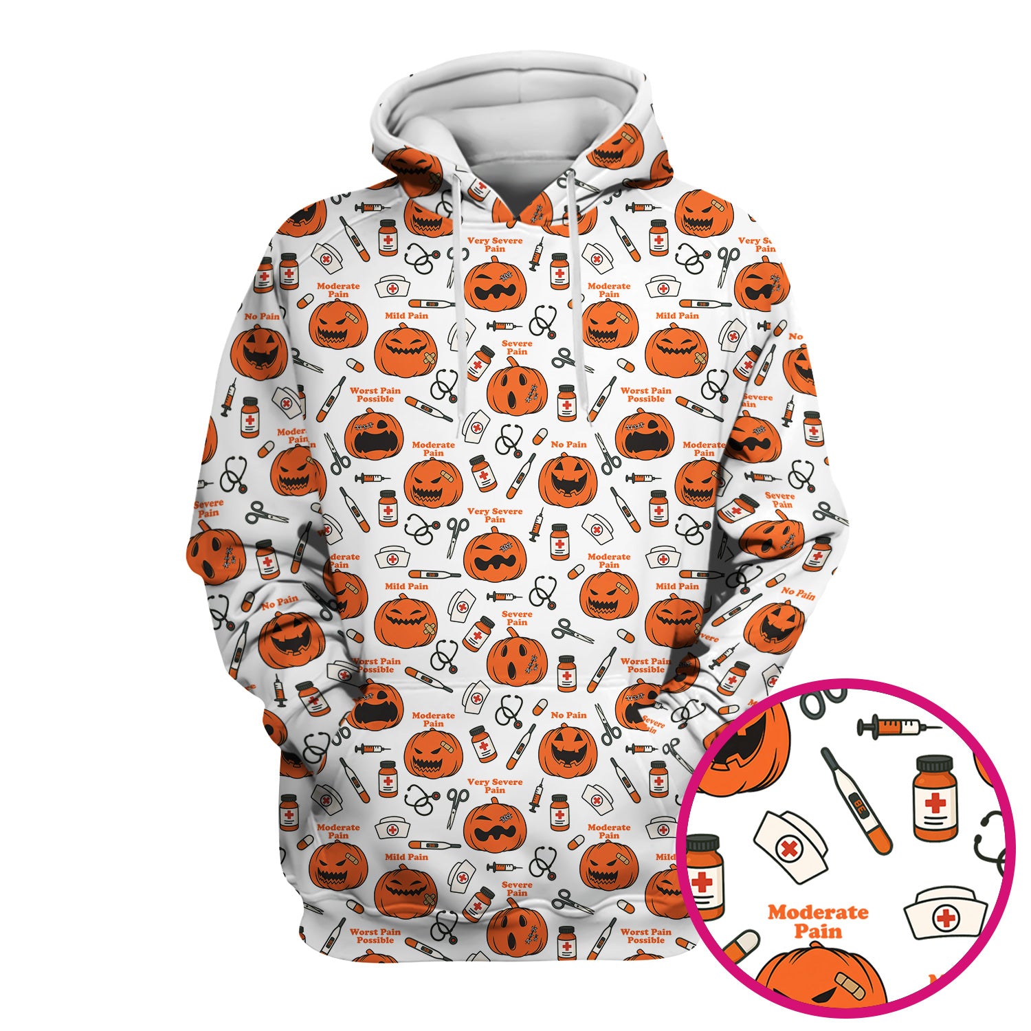 Halloween Nurse Scrub Top - Pumpkin Pain Scale Medical Shirt - Spooky Gift for RN LPN CNA