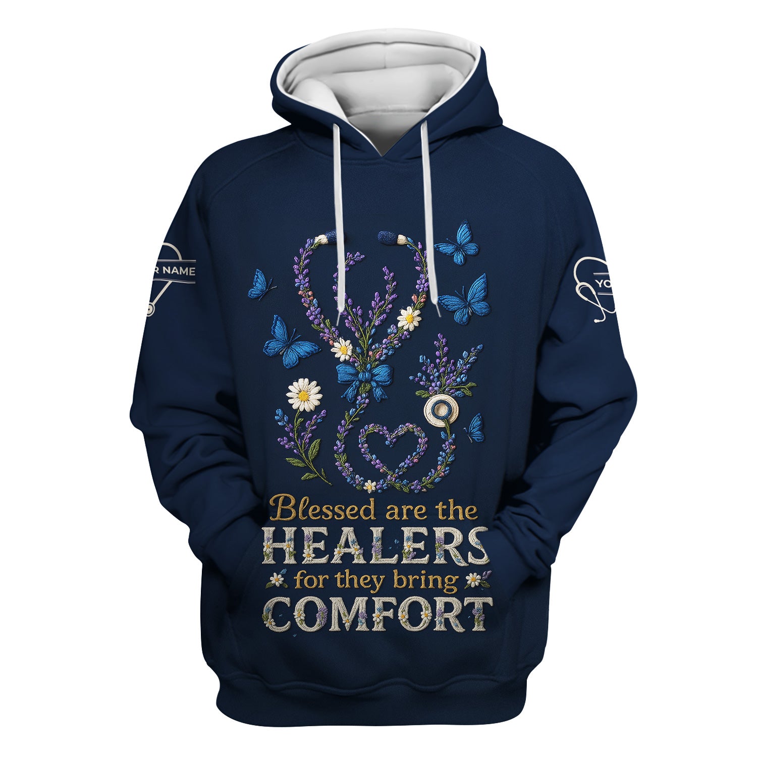 Blessed Are the Healers Nurse T-Shirt - Floral Stethoscope Shirt for Nurses - Inspirational Comfort Workwear Gift Tee